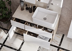 Акватон Мебель для ванной Мишель 100 с гранитной столешницей дуб эндгрейн/белый – фотография-4